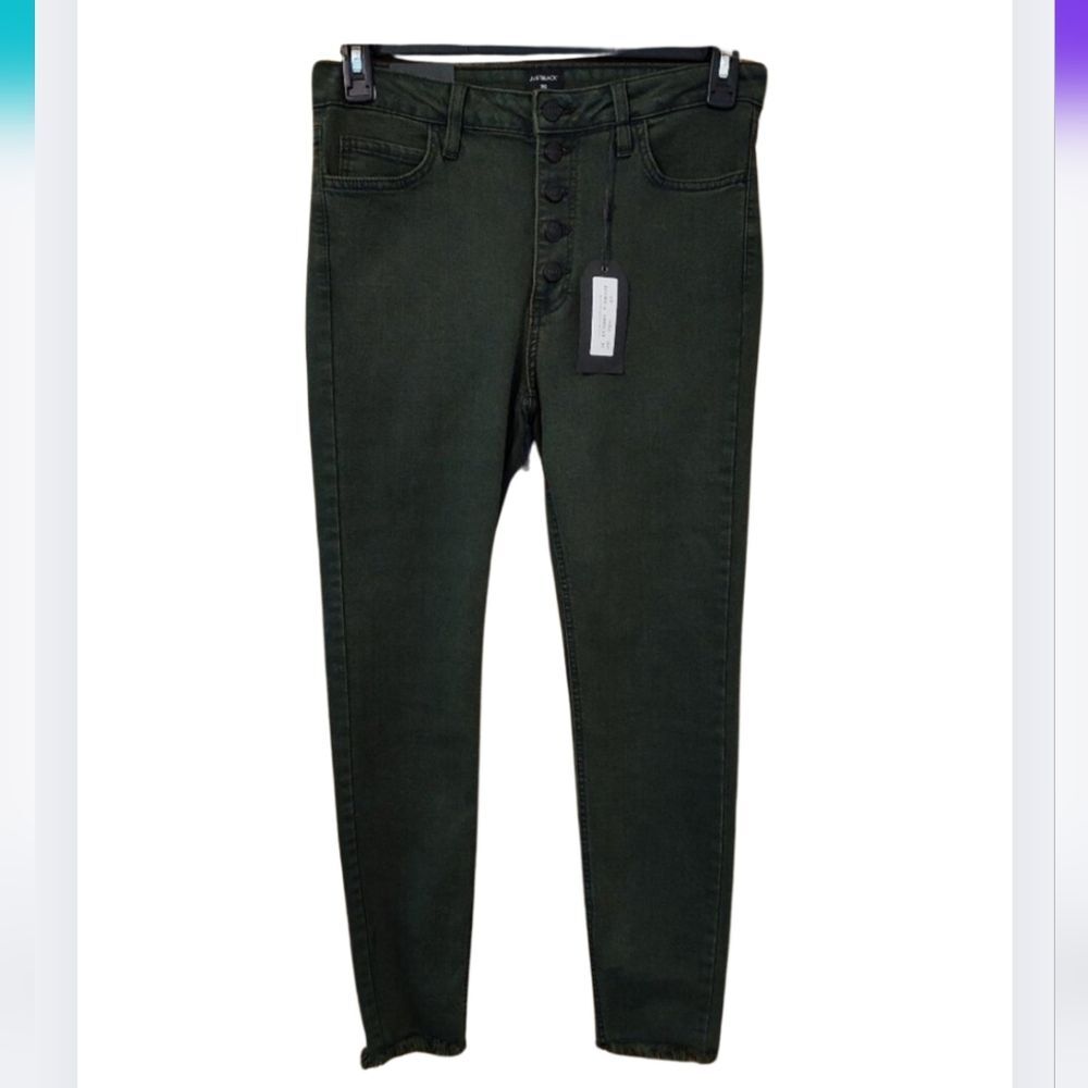 NWT Just Black Forest Green Skinny Jeans Frayed Hem Size 24 From Buckle Bu-3146
